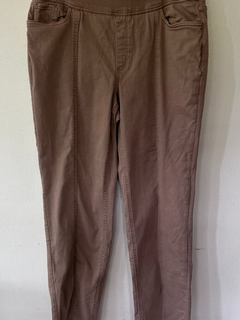 d&co Pull On Pants Size 16 Brown Neutral Stretch Classic Coastal Old Money